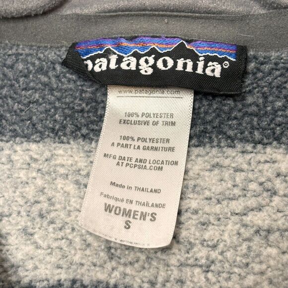 Patagonia Better Sweater Womens SMALL 1/2 Zip Gray Stripe Fleece Pullover - Picture 3 of 9